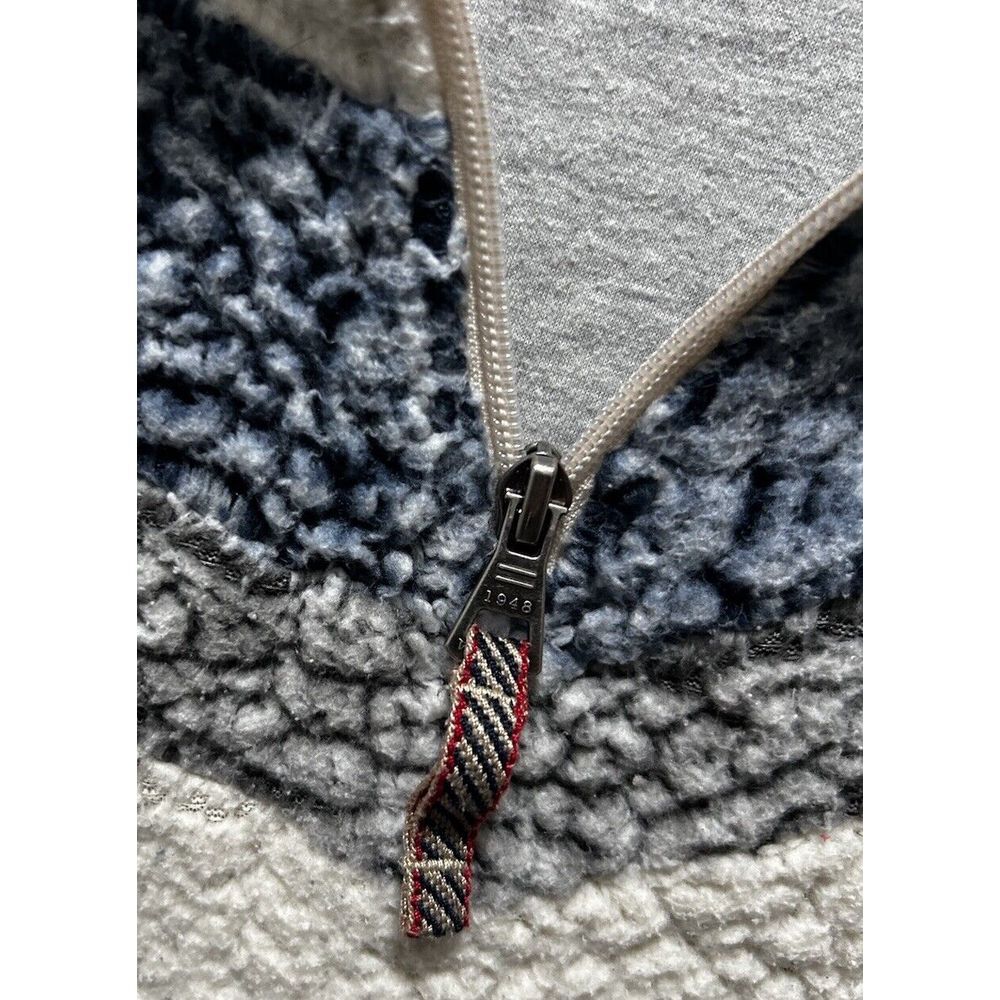 Weatherproof 1/4 Zip  Small Cozy Pullover Faux Sherpa‎ Cream Blue Gray Chevron - Picture 3 of 12